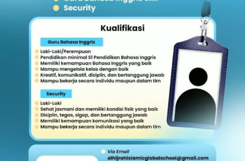 Job Vacancy 2026: Al Hijrah Islamic Global School Deli Serdang Opens Recruitment for English Teacher and Security Staff